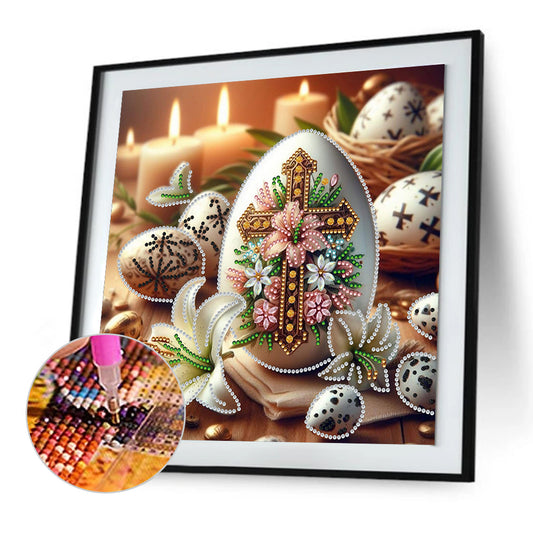 Diamond Painting - Full Round - Easter lily cross egg (30*30CM)