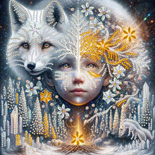 Load image into Gallery viewer, Diamond Painting - Full Round - Children's white fox tree of life (30*30CM)
