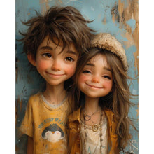 Load image into Gallery viewer, Diamond Painting - Full Round - Green Sweethearts Boy And Girl (40*50CM)