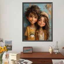 Load image into Gallery viewer, Diamond Painting - Full Round - Green Sweethearts Boy And Girl (40*50CM)