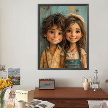 Load image into Gallery viewer, Diamond Painting - Full Round - Green Sweethearts Boy And Girl (40*50CM)