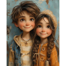 Load image into Gallery viewer, Diamond Painting - Full Round - Green Sweethearts Boy And Girl (40*50CM)
