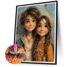 Load image into Gallery viewer, Diamond Painting - Full Round - Green Sweethearts Boy And Girl (40*50CM)