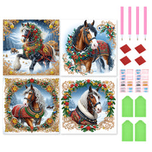 Load image into Gallery viewer, 4pcs Partial Special Diamond Painting Set - Christmas Horse (40*40CM)