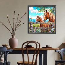 Load image into Gallery viewer, Diamond Painting - Full Round - Horse In The Fence (40*40CM)