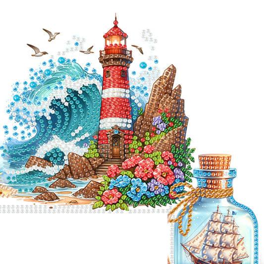 Ocean Lighthouse 5D DIY Wooden Door Topper Diamond Painting Door Corner Decor