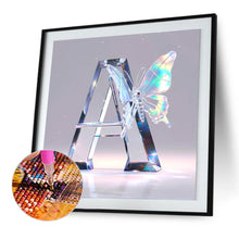 Load image into Gallery viewer, Diamond Painting - Full Round - Crystal Butterfly Letter A (30*30CM)