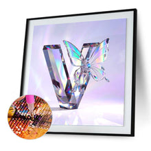 Load image into Gallery viewer, Diamond Painting - Full Round - Crystal Butterfly Letter V (30*30CM)