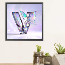 Load image into Gallery viewer, Diamond Painting - Full Round - Crystal Butterfly Letter V (30*30CM)