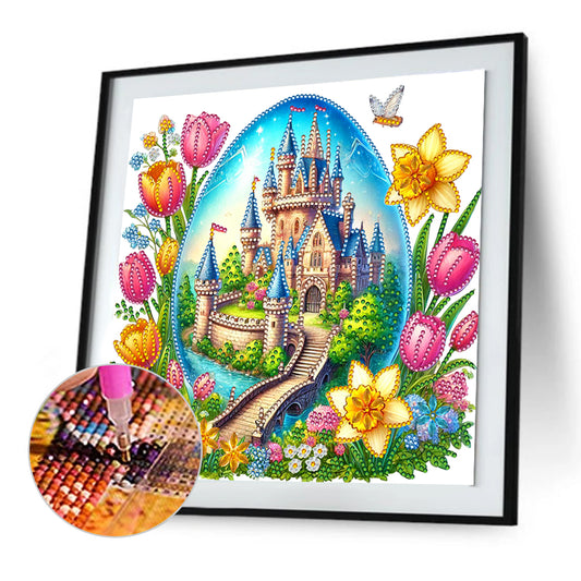 Diamond Painting - Partial Special Shaped - Easter Egg Castle (30*30CM)