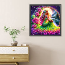 Load image into Gallery viewer, Diamond Painting - Full Round - Girl In Green Dress (40*40CM)