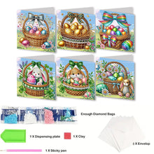 Load image into Gallery viewer, 6Pcs Easter Eggs Diamond Painting Card Rhinestone Art Card for Party Favors