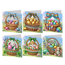 Load image into Gallery viewer, 6Pcs Easter Eggs Diamond Painting Card Rhinestone Art Card for Party Favors