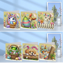 Load image into Gallery viewer, 6Pcs Easter Animals Diamond Painting Card Rhinestone Art Card for Party Favors