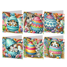 Load image into Gallery viewer, 6Pcs Easter Eggs Rabbits Diamond Painting Card Rhinestone Art Card for Adults