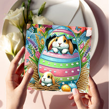 Load image into Gallery viewer, 6Pcs Easter Eggs Rabbits Diamond Painting Card Rhinestone Art Card for Adults