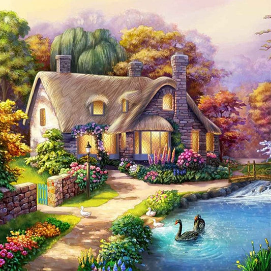AB Diamond Painting - Full Square - Outdoor House (40*40CM)