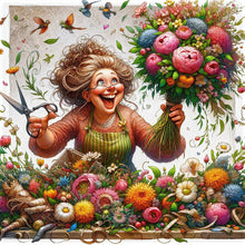 Load image into Gallery viewer, Diamond Painting - Full Round - Happy People And Flowers (40*40CM)