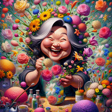 Load image into Gallery viewer, Diamond Painting - Full Round - Happy People And Flowers (40*40CM)