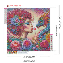 Load image into Gallery viewer, Diamond Painting - Full Round - Girl And Dragon (40*40CM)