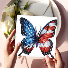 Load image into Gallery viewer, 6Pcs American Flag Butterfly DIY Diamond Painting Card Diamond Drawing Card