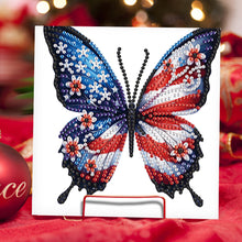 Load image into Gallery viewer, 6Pcs American Flag Butterfly DIY Diamond Painting Card Diamond Drawing Card