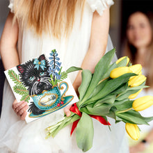 Load image into Gallery viewer, 6Pcs Teacup Kitten DIY Diamond Painting Card Diamond Drawing Card for Friends