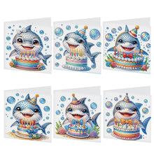Load image into Gallery viewer, 6Pcs Shark DIY Diamond Painting Card Diamond Drawing Card for Family Friends