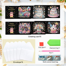 Load image into Gallery viewer, 6Pcs Birthday Cake DIY Diamond Painting Card Diamond Drawing Card for Friends