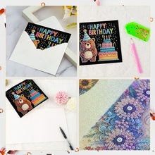 Load image into Gallery viewer, 6Pcs Birthday Cake Animal DIY Diamond Painting Card Diamond Drawing Card