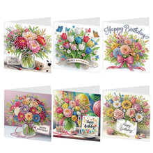 Load image into Gallery viewer, 6Pcs Bouquet DIY Diamond Painting Card Diamond Drawing Card for Friends