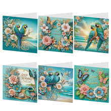 Load image into Gallery viewer, 6Pcs Parrot DIY Diamond Painting Card Diamond Drawing Card for Family Friends