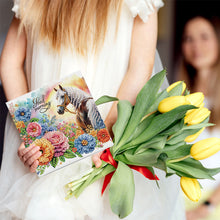 Load image into Gallery viewer, 6Pcs Flower White Horse DIY Diamond Painting Card Diamond Drawing Card