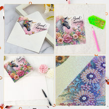 Load image into Gallery viewer, 6Pcs Flower White Horse DIY Diamond Painting Card Diamond Drawing Card