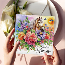 Load image into Gallery viewer, 6Pcs Flower White Horse DIY Diamond Painting Card Diamond Drawing Card