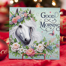Load image into Gallery viewer, 6Pcs Flower White Horse DIY Diamond Painting Card Diamond Drawing Card