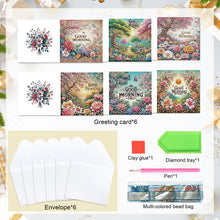 Load image into Gallery viewer, 6Pcs Good Morning Bouquet DIY Diamond Painting Card Diamond Drawing Card