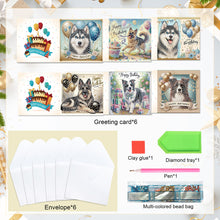 Load image into Gallery viewer, 6Pcs Birthday Puppy DIY Diamond Painting Card Diamond Drawing Card for Adults