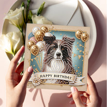 Load image into Gallery viewer, 6Pcs Birthday Puppy DIY Diamond Painting Card Diamond Drawing Card for Adults