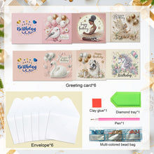 Load image into Gallery viewer, 6Pcs Birthday Animal DIY Diamond Painting Card Diamond Drawing Card for Adults