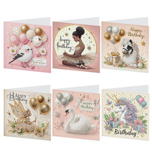 Load image into Gallery viewer, 6Pcs Birthday Animal DIY Diamond Painting Card Diamond Drawing Card for Adults