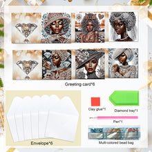 Load image into Gallery viewer, 6Pcs Black Woman DIY Diamond Painting Card Diamond Drawing Card for Adults