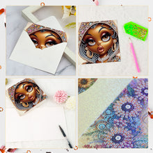 Load image into Gallery viewer, 6Pcs Black Girl DIY Diamond Painting Card Diamond Drawing Card for Adults