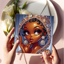 Load image into Gallery viewer, 6Pcs Black Girl DIY Diamond Painting Card Diamond Drawing Card for Adults
