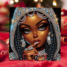 Load image into Gallery viewer, 6Pcs Black Girl DIY Diamond Painting Card Diamond Drawing Card for Adults