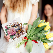 Load image into Gallery viewer, 6Pcs Coffee Afternoon Tea DIY Diamond Painting Card Diamond Drawing Card