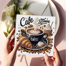 Load image into Gallery viewer, 6Pcs Coffee Afternoon Tea DIY Diamond Painting Card Diamond Drawing Card