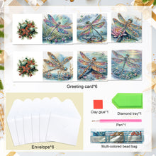 Load image into Gallery viewer, 6Pcs Dragonfly DIY Diamond Painting Card Diamond Drawing Card for Friends