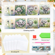 Load image into Gallery viewer, 6Pcs Baby Elephant DIY Diamond Painting Card Diamond Drawing Card for Friends