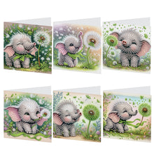 Load image into Gallery viewer, 6Pcs Baby Elephant DIY Diamond Painting Card Diamond Drawing Card for Friends